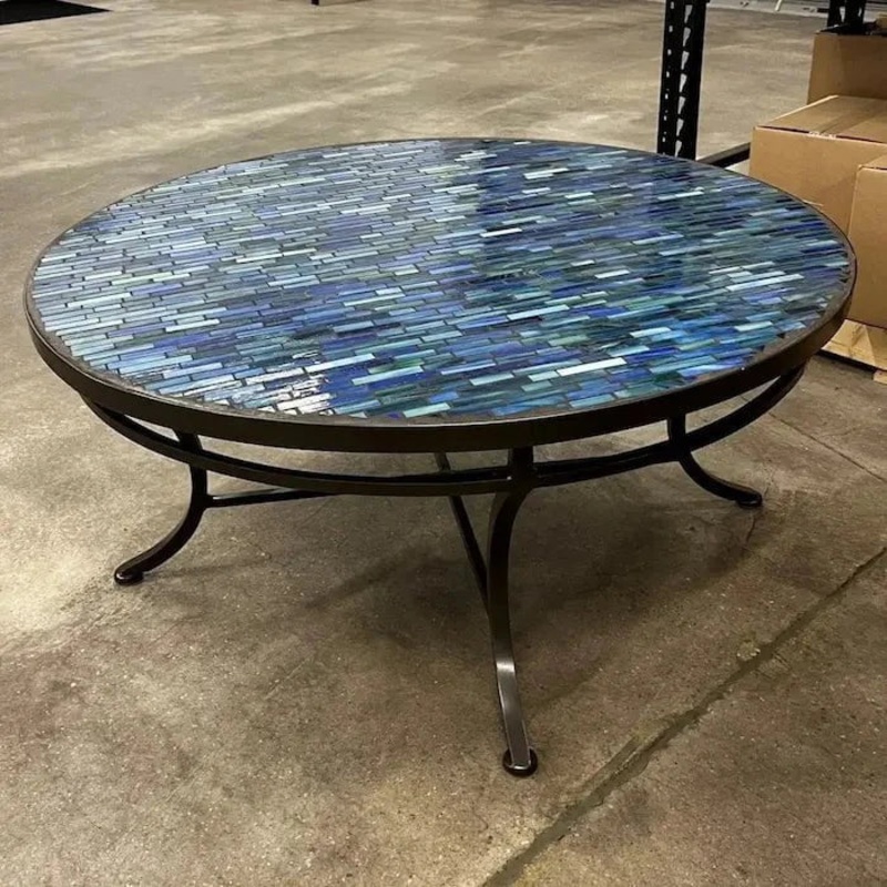 Local Special, Floor Model, KNF Neille Olson 36" Round Coffee Table with Cambridge Lagoon Mosaic Top