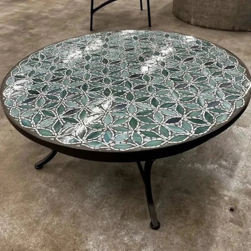 Local Special, Floor Model, KNF Neille Olson 36" Round Coffee Table with Shorewood Mist Mosaic Top