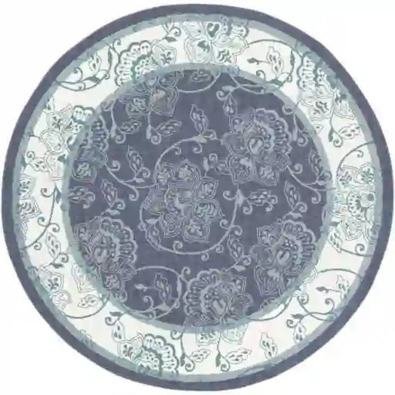 Surya 8'-9" Round Alfresco Blue & White Outdoor Rug