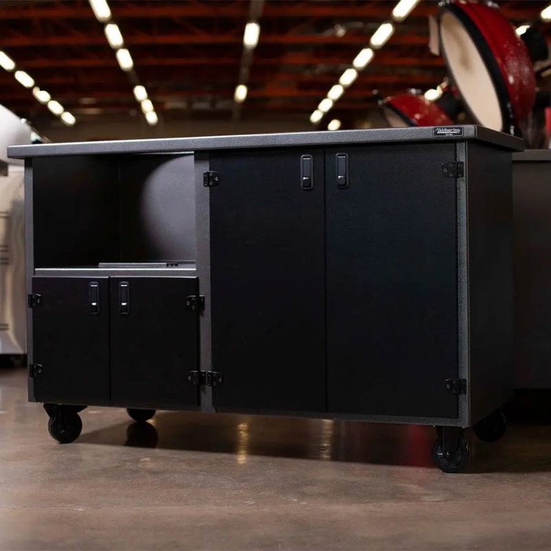 Wellspring Alpha Series Grill Cabinet for Kamado Joe Big Joe, Tuxedo Black Frame, Black Doors and Black Hardware