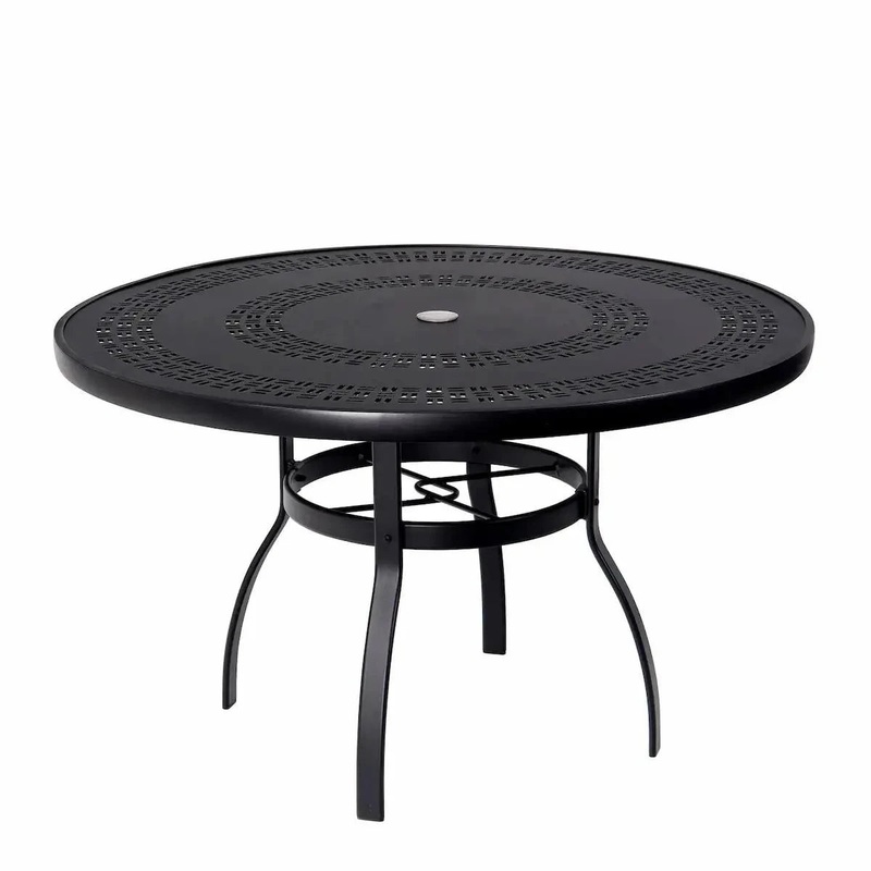Woodard Deluxe Complete 48in Round Dining Table with Trellis Top in Twilight Finish