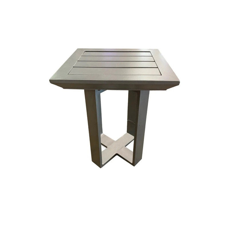 Castelle Moderna 16" Square Side Table with Slat Top in Platinum Tex Finish