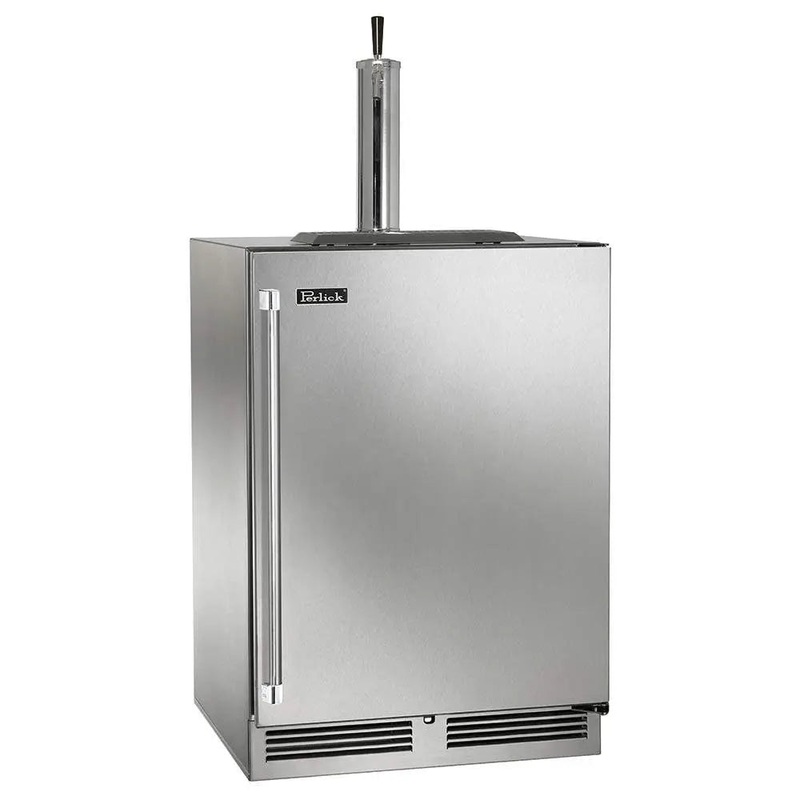 Perlick HP24 24 Undercounter Outdoor Beer Dispenser - Single Tap Stainless Steel Solid Door - Left Hinged