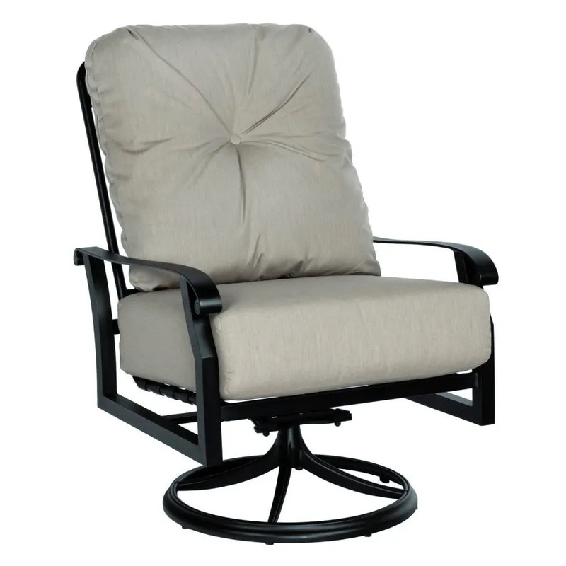 Woodard Cortland Cushion Big Man Swivel Rocker with Twilight Frame and Spectrum Dove Fabric