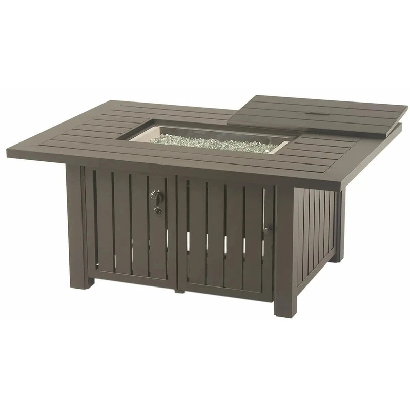 Hanamint Sherwood 39" x 56" Rectangular Enclosed Gas Fire Pit Coffee Table