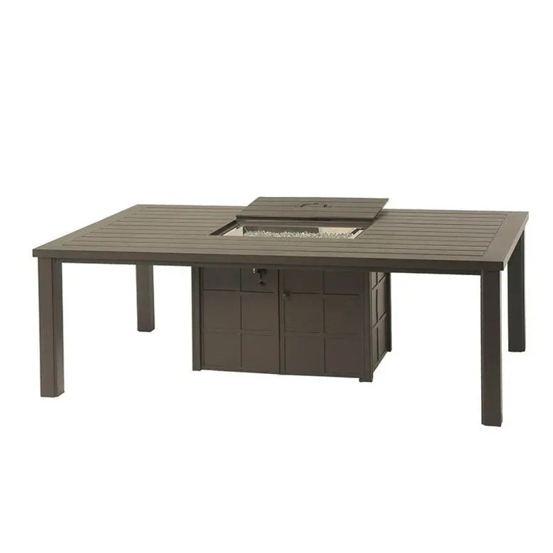 Hanamint Sherwood 47" x 84" Rectangle Enclosed Gas Fire Pit Dining Table