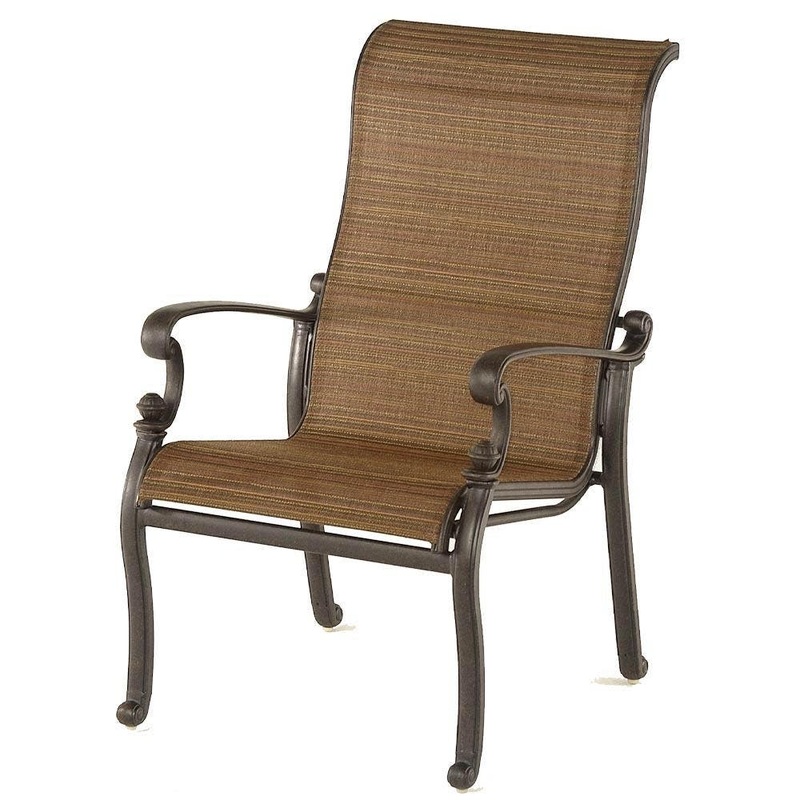 Hanamint St Augustine Sling Dining Chair in Desert Bronze Finish with Destiny Sand Sling - Set of 2