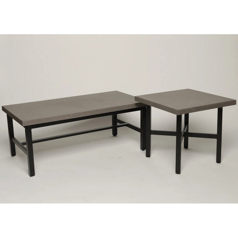 Local Special, Patio Renaissance, Athena, End Table & Coffee Table Set, Ebony Finish, Faux Concrete Top