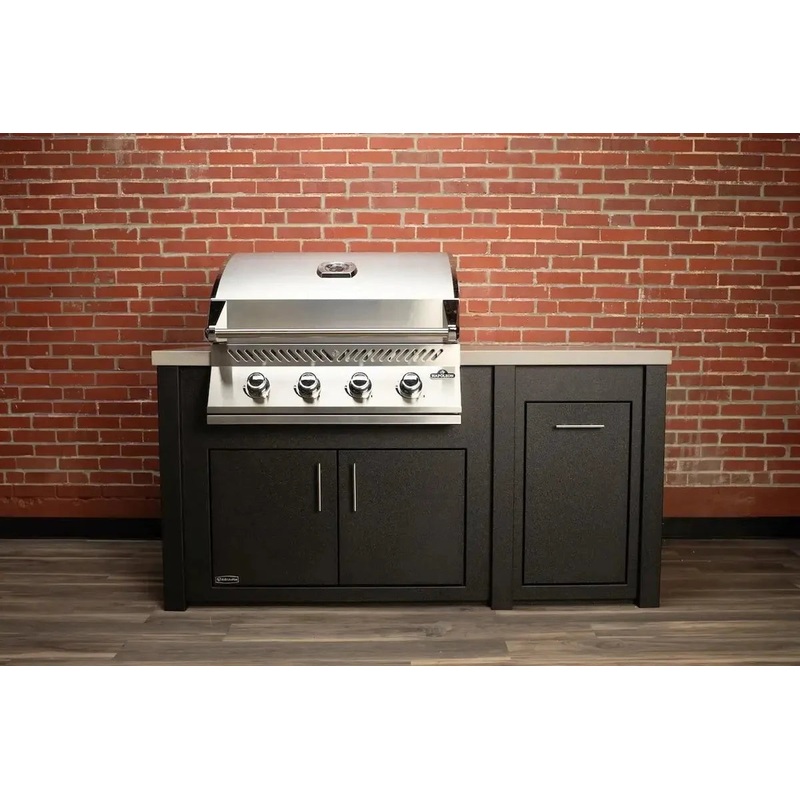 Stoll 71 Pre-Assembled Outdoor Kitchen Island + Napoleon BI32 Prestige Grill Head, Graphite with Granite Style Top