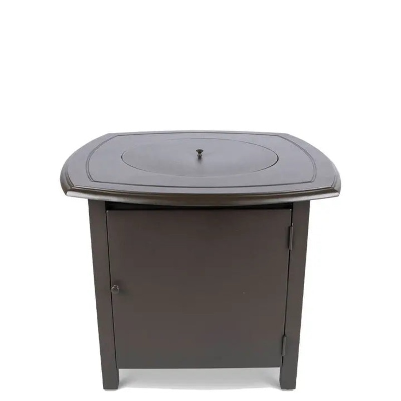 Woodard 35" Square Round Solid Cast with Beaded Edge Dining Fire Table in Aztec Bronze