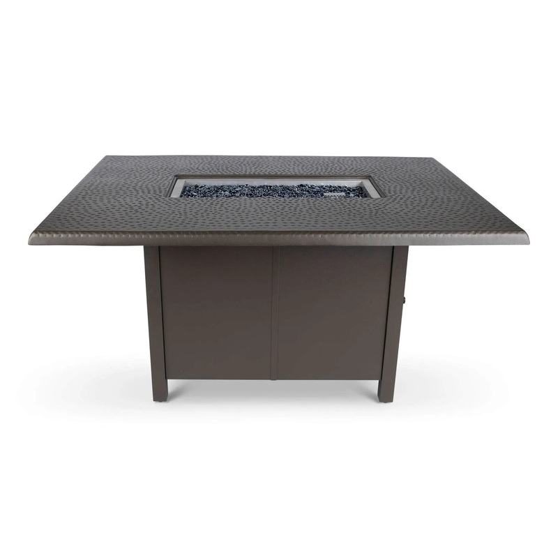 Woodard 42" x 60" Dining Fire Table with Hammered Top in Aztec Bronze