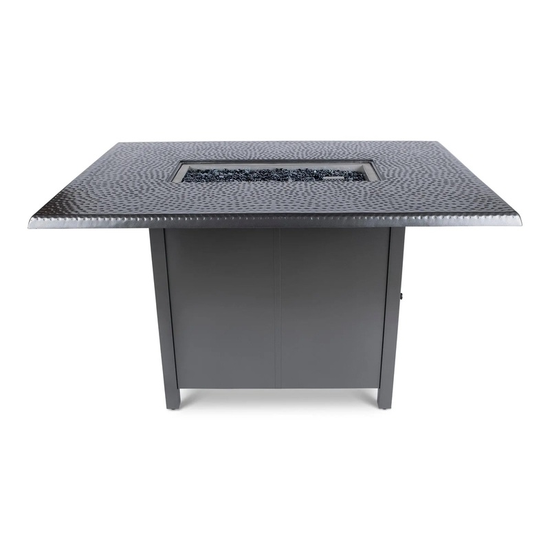 Woodard 42" x 60" Hammered Top Counter Height Fire Table in Pewter