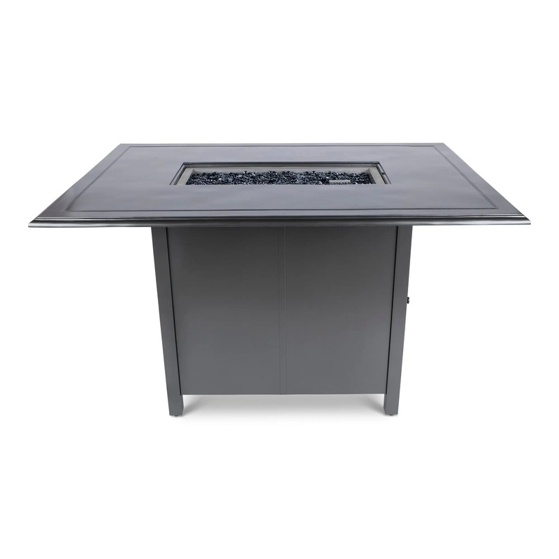 Woodard 42" x 60" Solid Cast with Bead Edge Counter Height Fire Table in Pewter