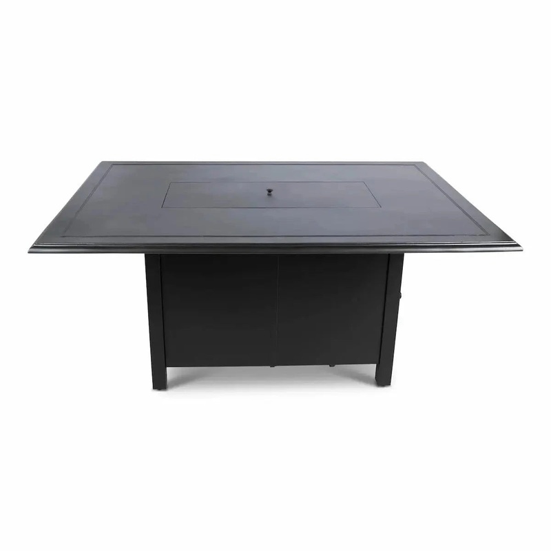 Woodard 42" x 60" Solid Cast with Beaded Edge Rectangular Chat Fire Table in Pewter and Black