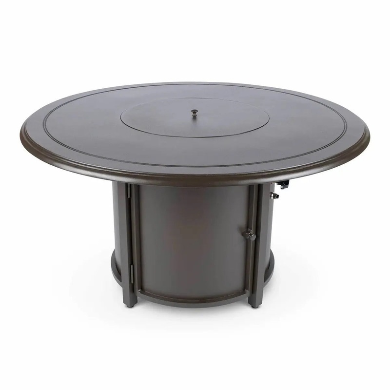 Woodard 48" Round Solid Cast with Beaded Edge Chat Fire Table in Aztec Bronze