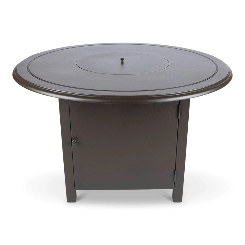 Woodard 48" Round Solid Cast with Beaded Edge Dining Fire Table in Aztec Bronze