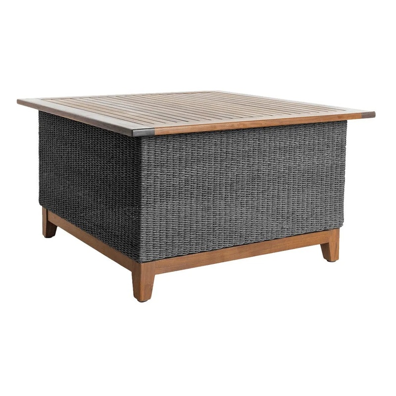 Jensen Outdoor Coral Square Chat Table in Gray Weave