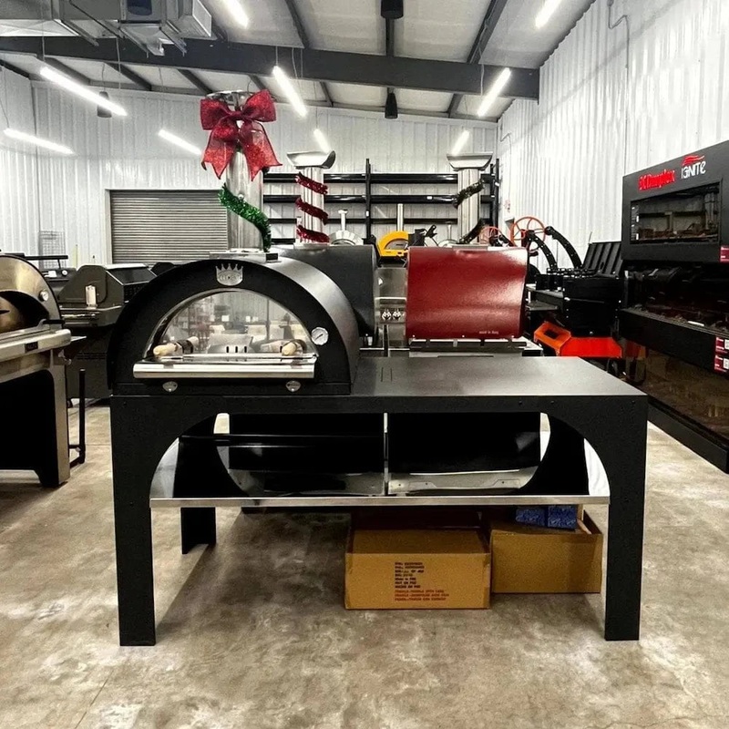 Local Special, Clementi Family 60x60 (24"x24") Wood Fired Pizza Oven in Gray, on Party Table