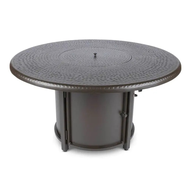 Woodard 48" Round Hammered Chat Fire Table in Aztec Bronze