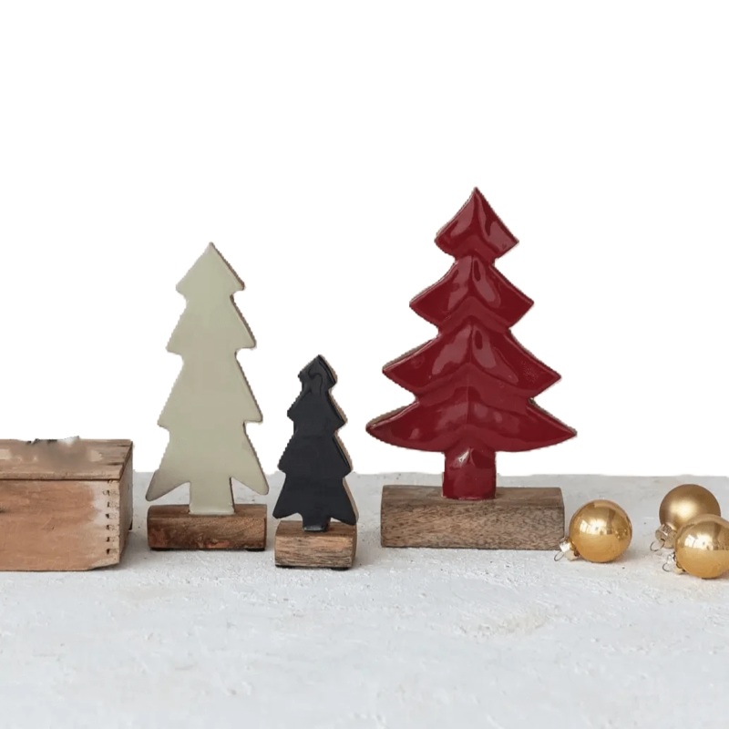 Carved Enameled Mango Wood Trees