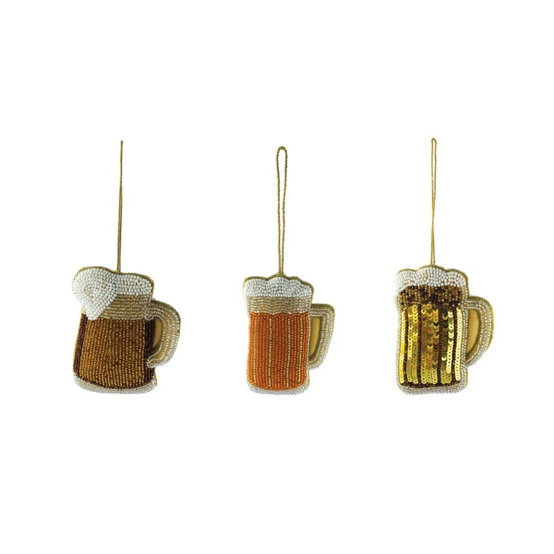 Glass Bead and Sequins Beer Glass Ornaments