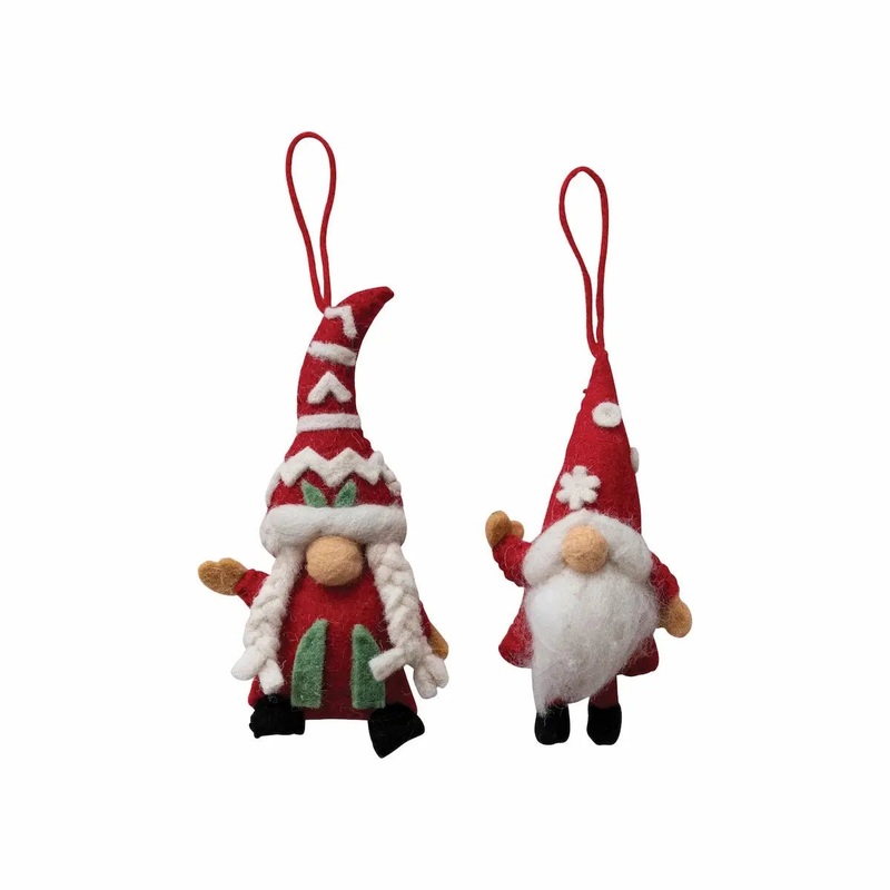Handmade Wool Felt Gnome Ornaments