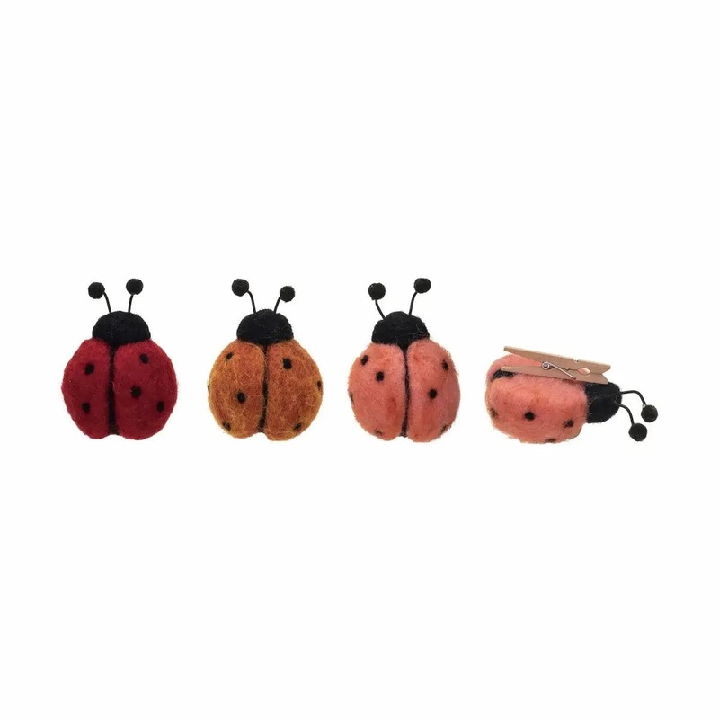 Handmade Wool Felt Ladybug Clip-On Ornaments