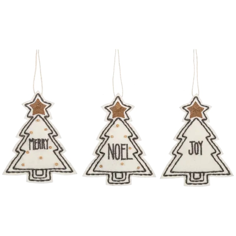 Embroidered Holiday Tree with Star Ornaments