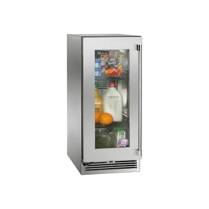 Perlick Signature HP15 15" Undercounter Outdoor Refrigerator Stainless Steel Glass Door