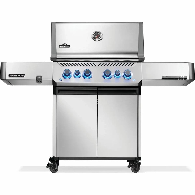 Napoleon Prestige 500 Gas BBQ Grill with Infrared Side and Rear Burner, Stainless Steel