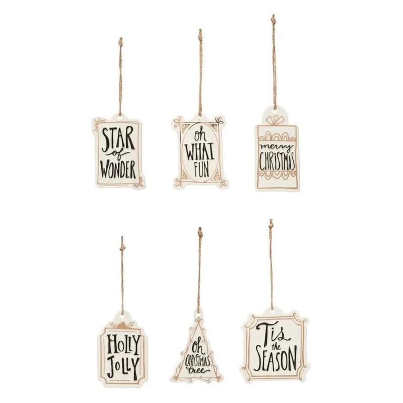 Stoneware Ornaments with Holiday Sayings