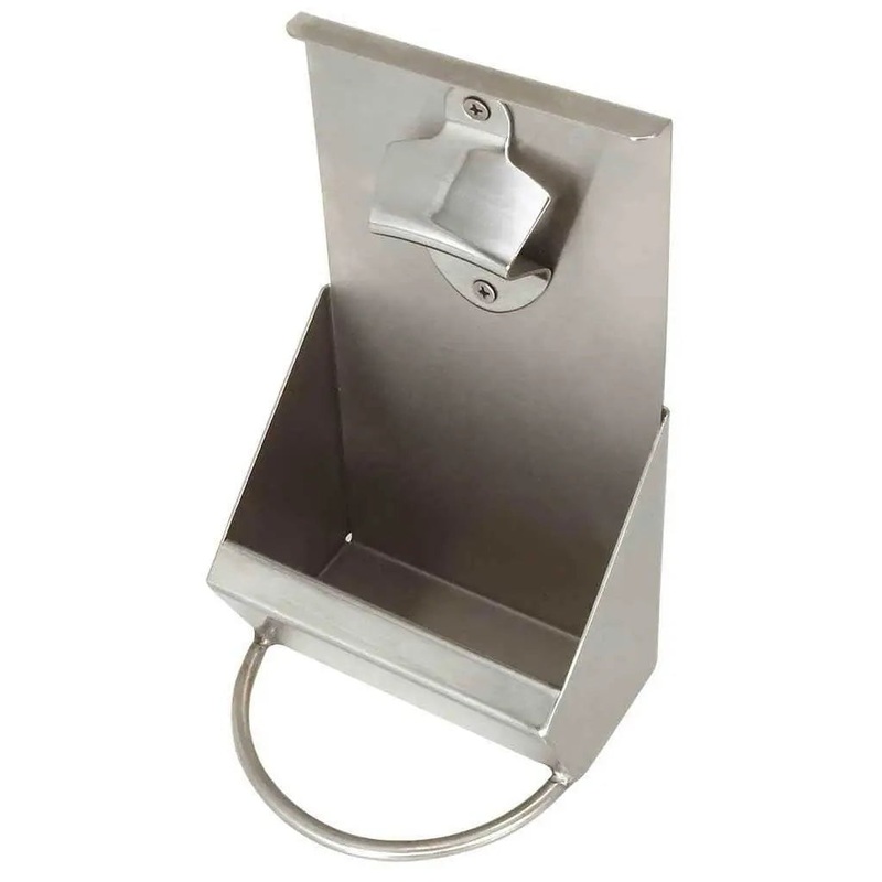 Alfresco Bottle Opener with Bottle Cap Catch and Towel Rack