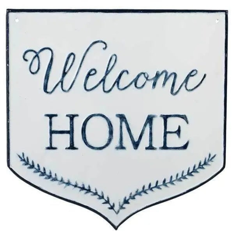 Ganz Blue and White Welcome Home Wall Sign