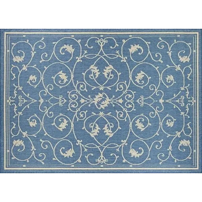 Couristan 5x7 Recife Veranda in Champagne & Blue Outdoor Rug
