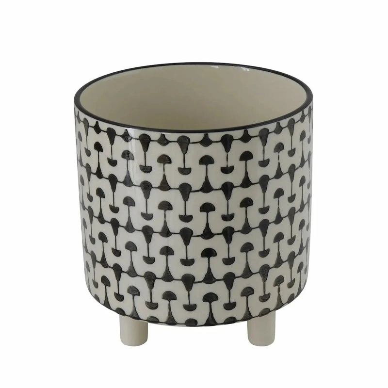 Black and White Stoneware Planter