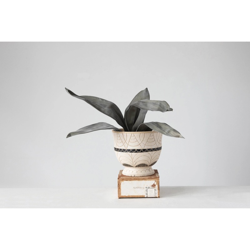 Hand Painted Terra Cotta Footed Planter