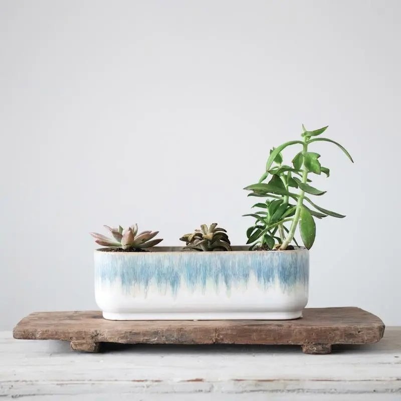 Stoneware Window Planter with 3 Sections