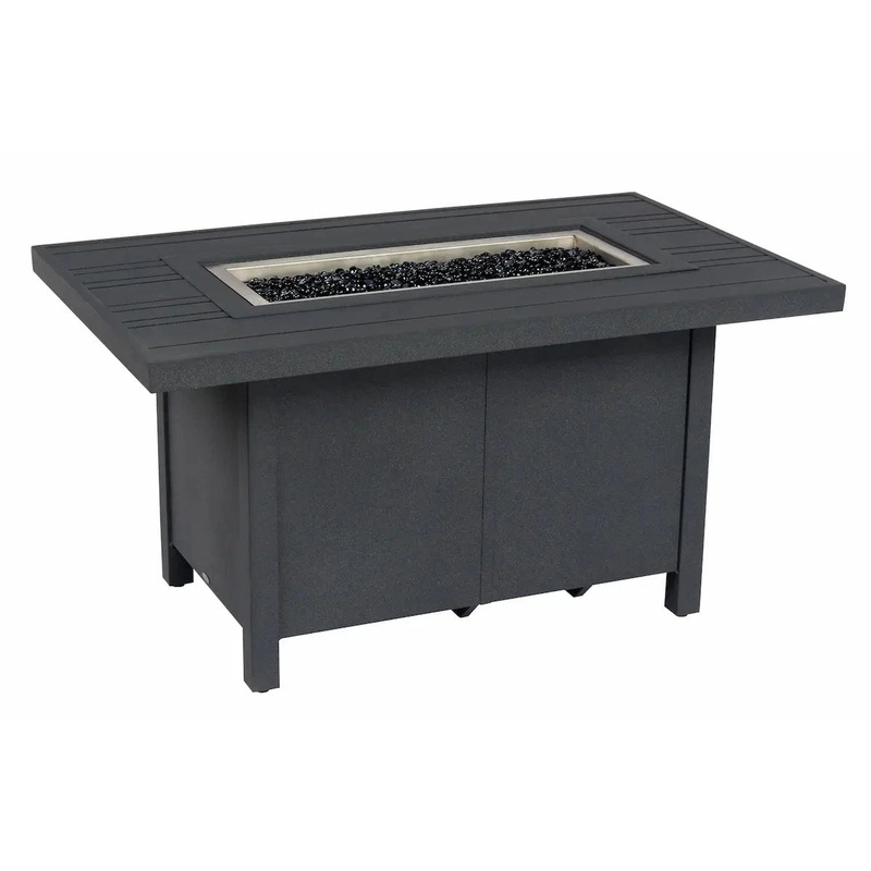 Woodard Rectangular Fire Table with Tri-Slat Top in Twilight Finish