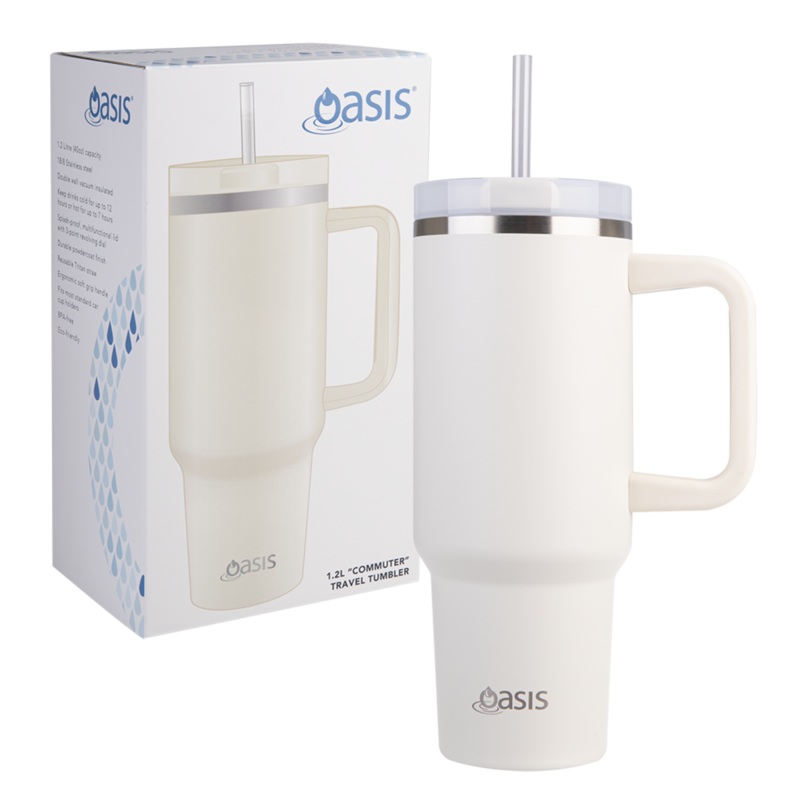 Oasis 'Commuter' S/S Double Wall Travel Tumbler 1.2lt - Alabaster