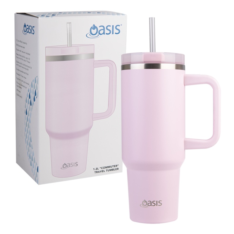 Oasis 'Commuter' S/S Double Wall Travel Tumbler 1.2lt - Pink Lemonade