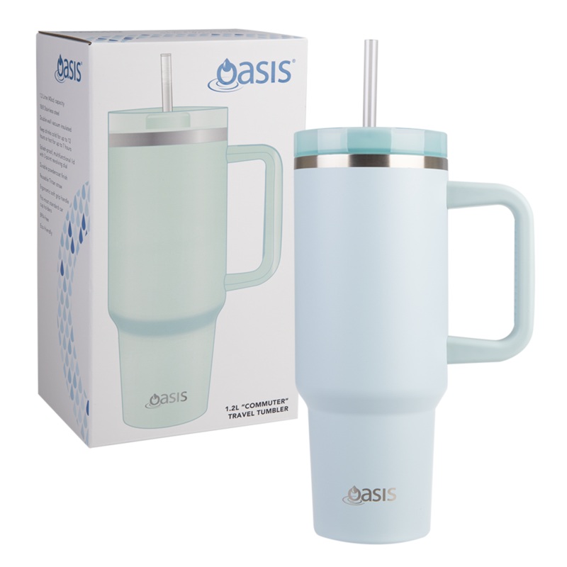 Oasis 'Commuter' S/S Double Wall Travel Tumbler 1.2lt - Sea Mist