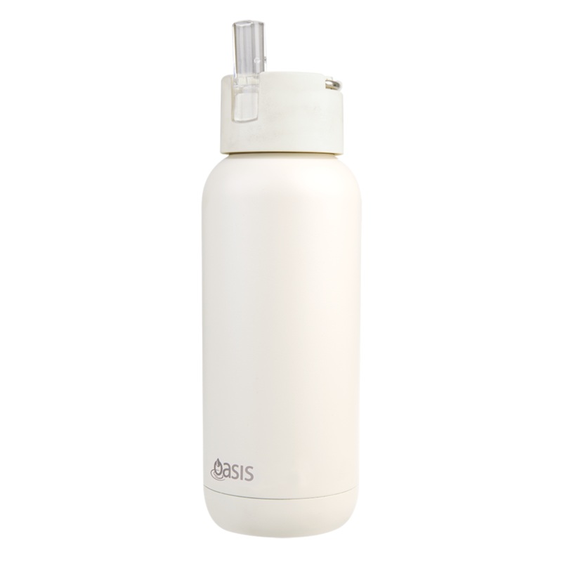 Oasis 'Moda' Ceramic Lined S/S Triple Wall Insulated Drink Bottle 1Lt - Alabaster