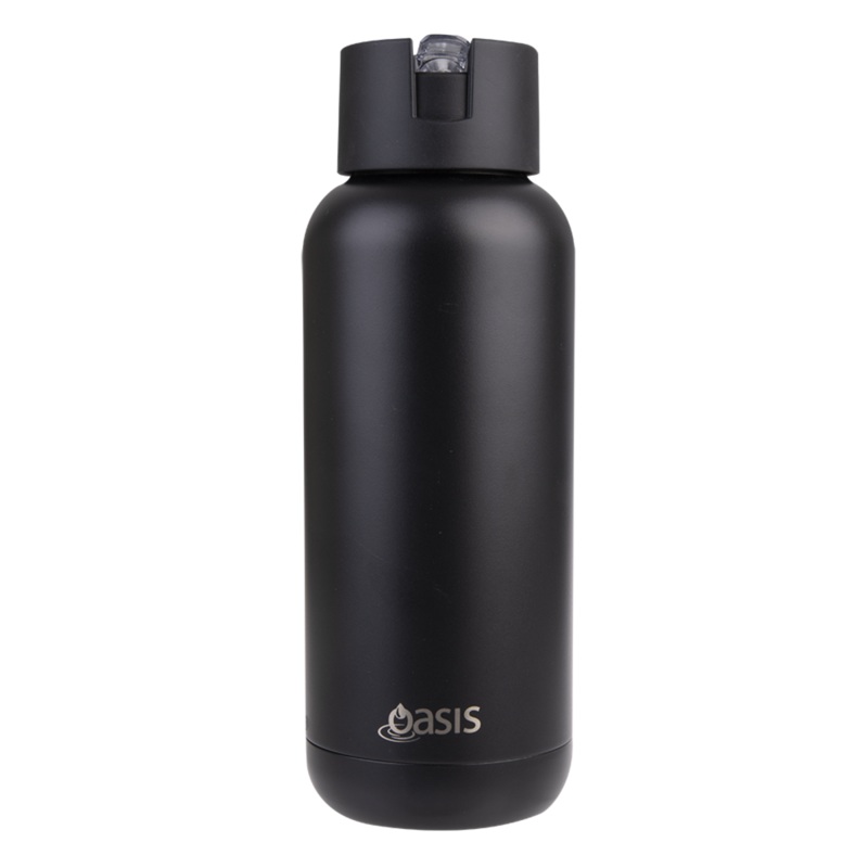 Oasis 'Moda' Ceramic Lined S/S Triple Wall Insulated Drink Bottle 1Lt - Black