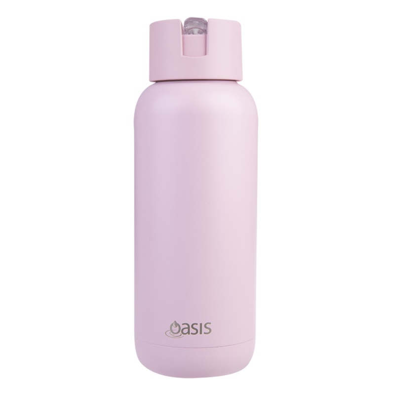 Oasis 'Moda' Ceramic Lined S/S Triple Wall Insulated Drink Bottle 1Lt - Pink Lemonade