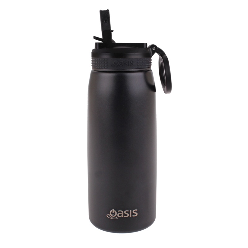 Oasis S/S Insulated Sports Bottle w/Sipper 780ml - Black
