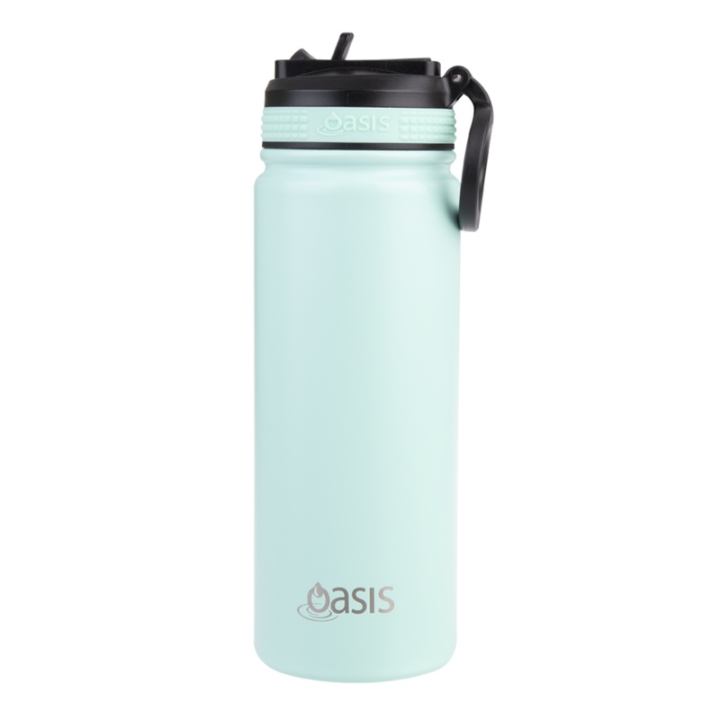 Oasis S/S Insulated Sports Bottle w/Sipper Straw 550ml - Mint