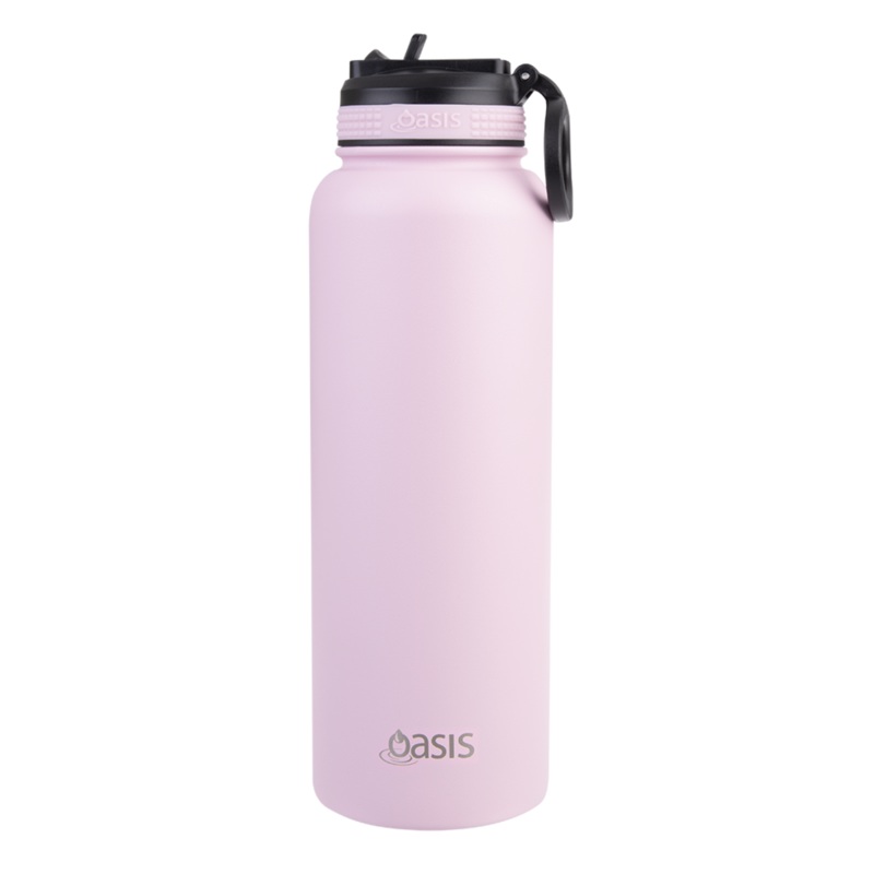 Oasis S/S Insulated Sports Bottle w/Sipper Straw Cap 1.1L - Carnation
