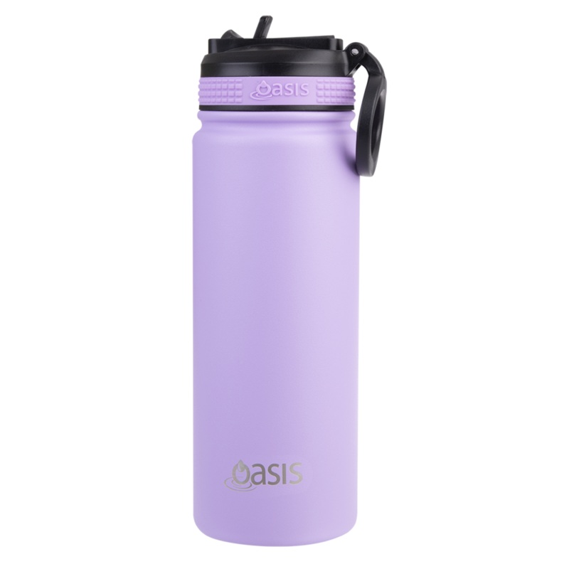 Oasis S/S Insulated Sports Bottle w/Sipper Straw Cap 1.1L - Lavender