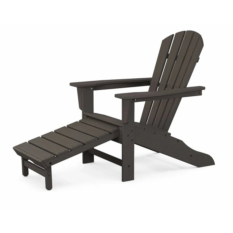 Polywood, Palm Coast, Ultimate Adirondack with Hideaway Ottoman, Vintage Coffee Finish