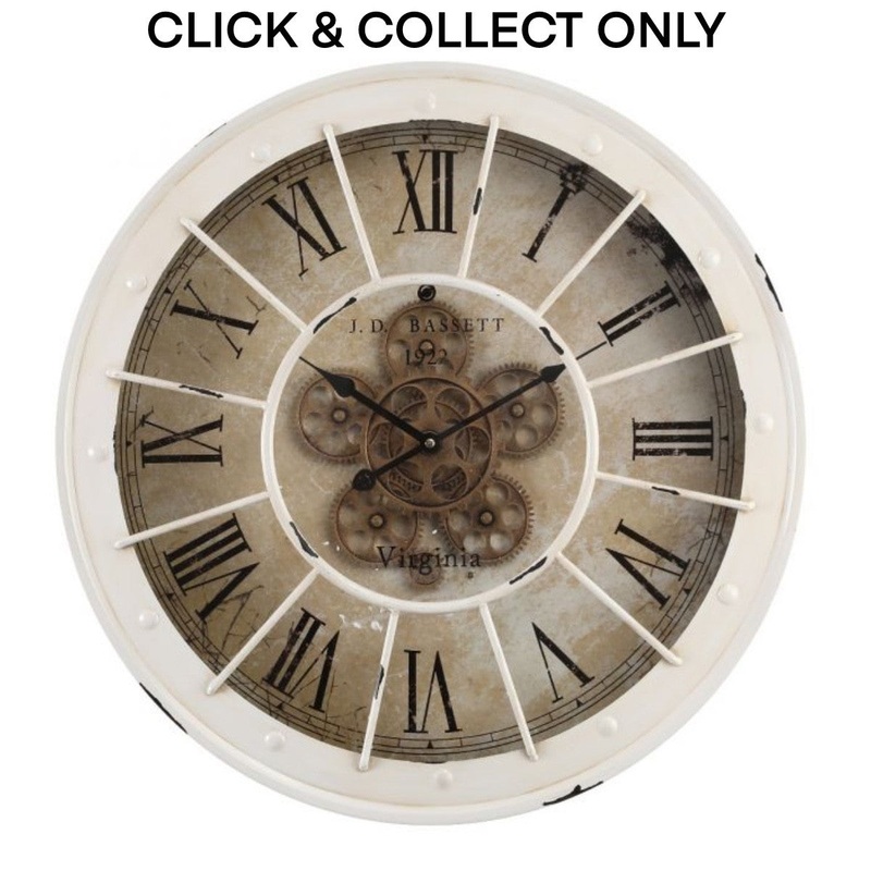 Cog Wall Clock Bassett 60cm - White